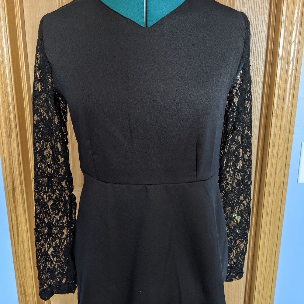 Black lace sleeve blouse